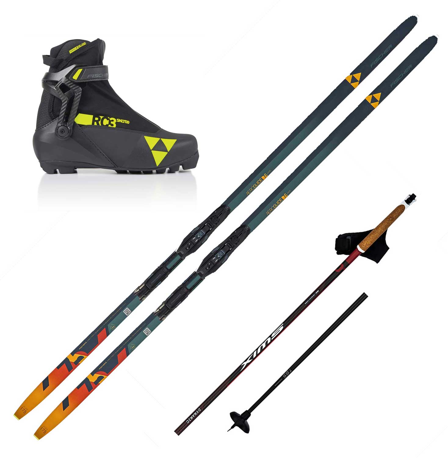 Fischer TRAIL 75 スキーセット Fischer Aeroguide Skate 75 Recreational/Performance Ski Package